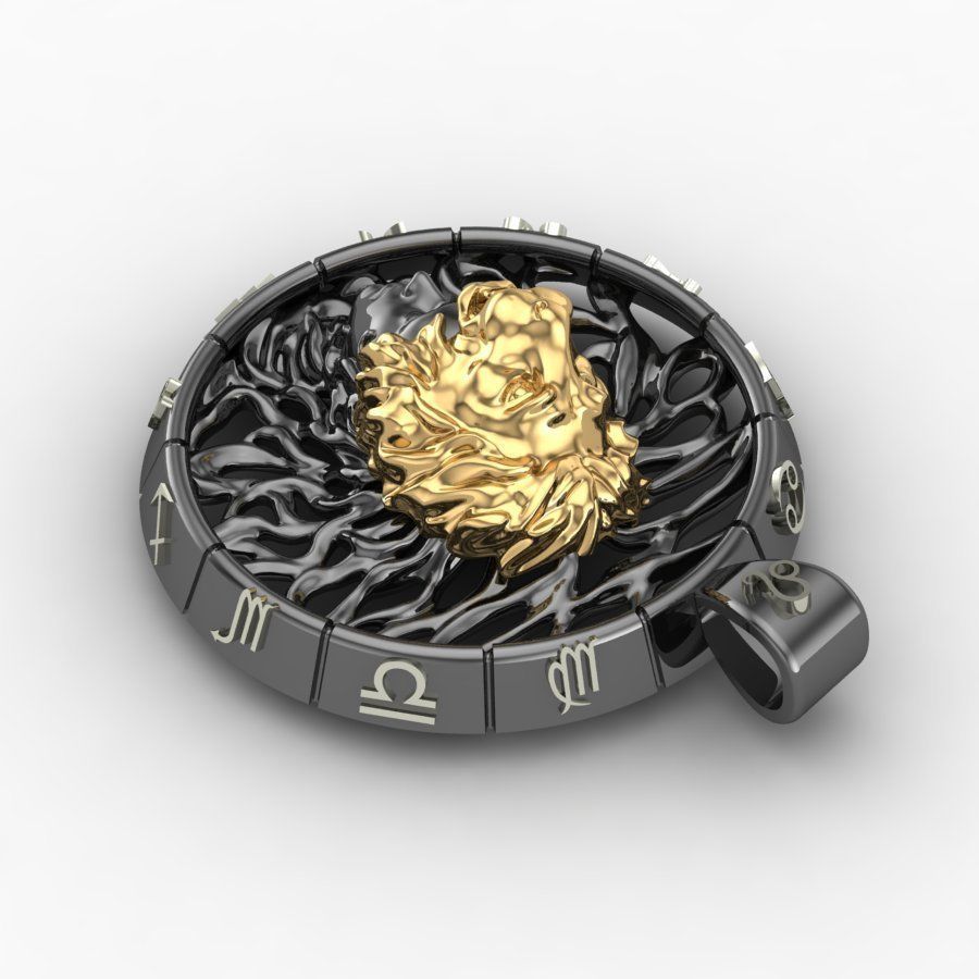 Zodiac sign Leo pendant 3D print model_2