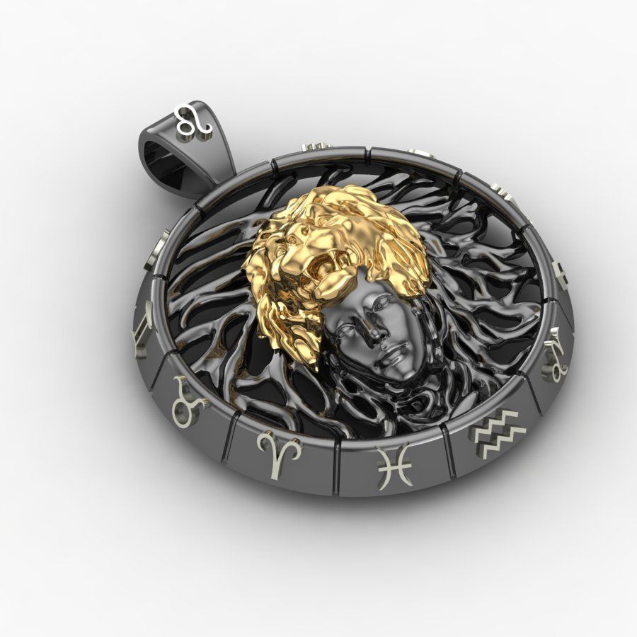 Zodiac sign Leo pendant 3D print model_1