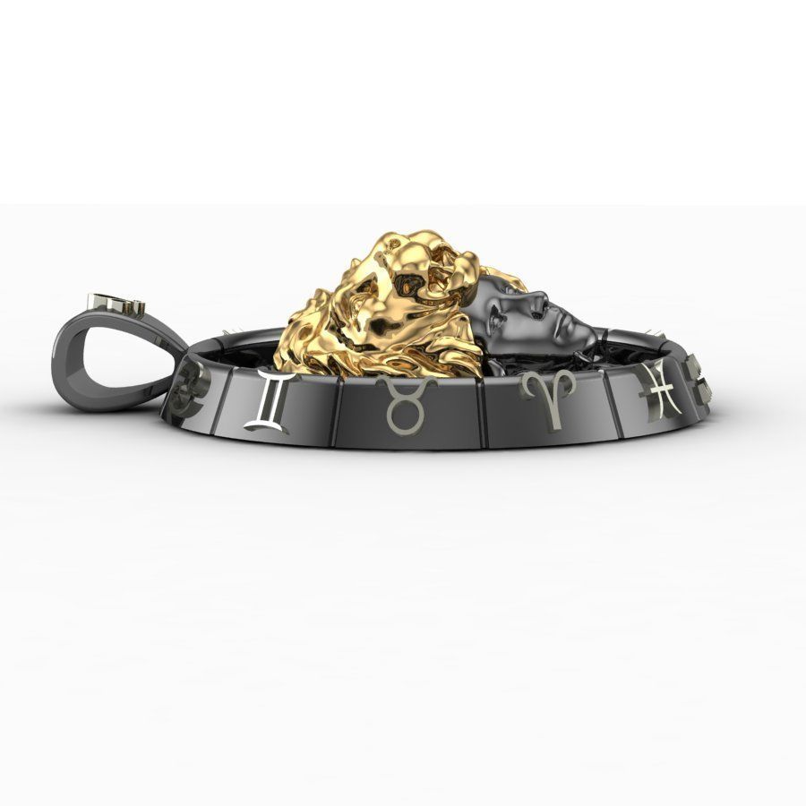 Zodiac sign Leo pendant 3D print model_3