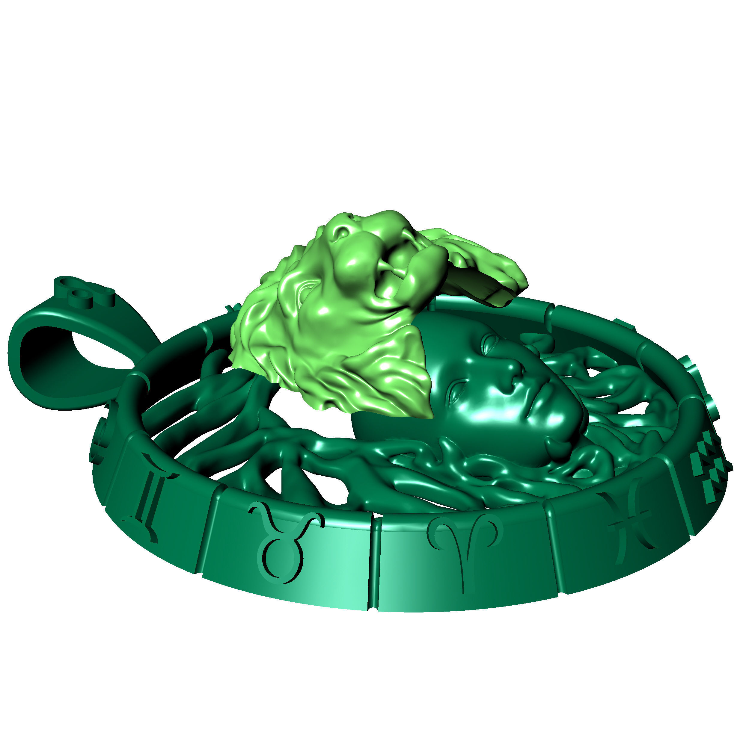 Zodiac sign Leo pendant 3D print model_9