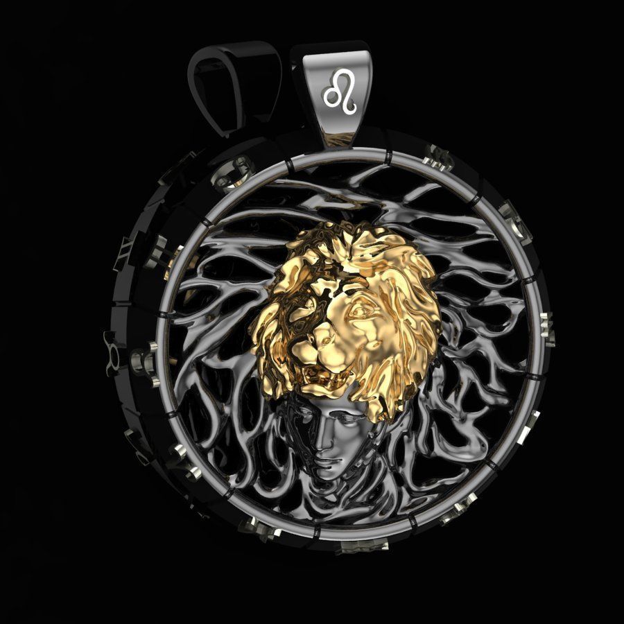Zodiac sign Leo pendant 3D print model_4