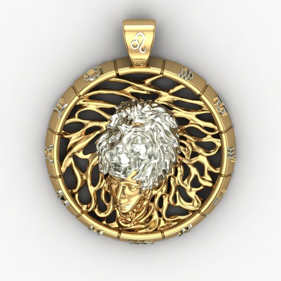 Zodiac sign Leo pendant 3D print model_6