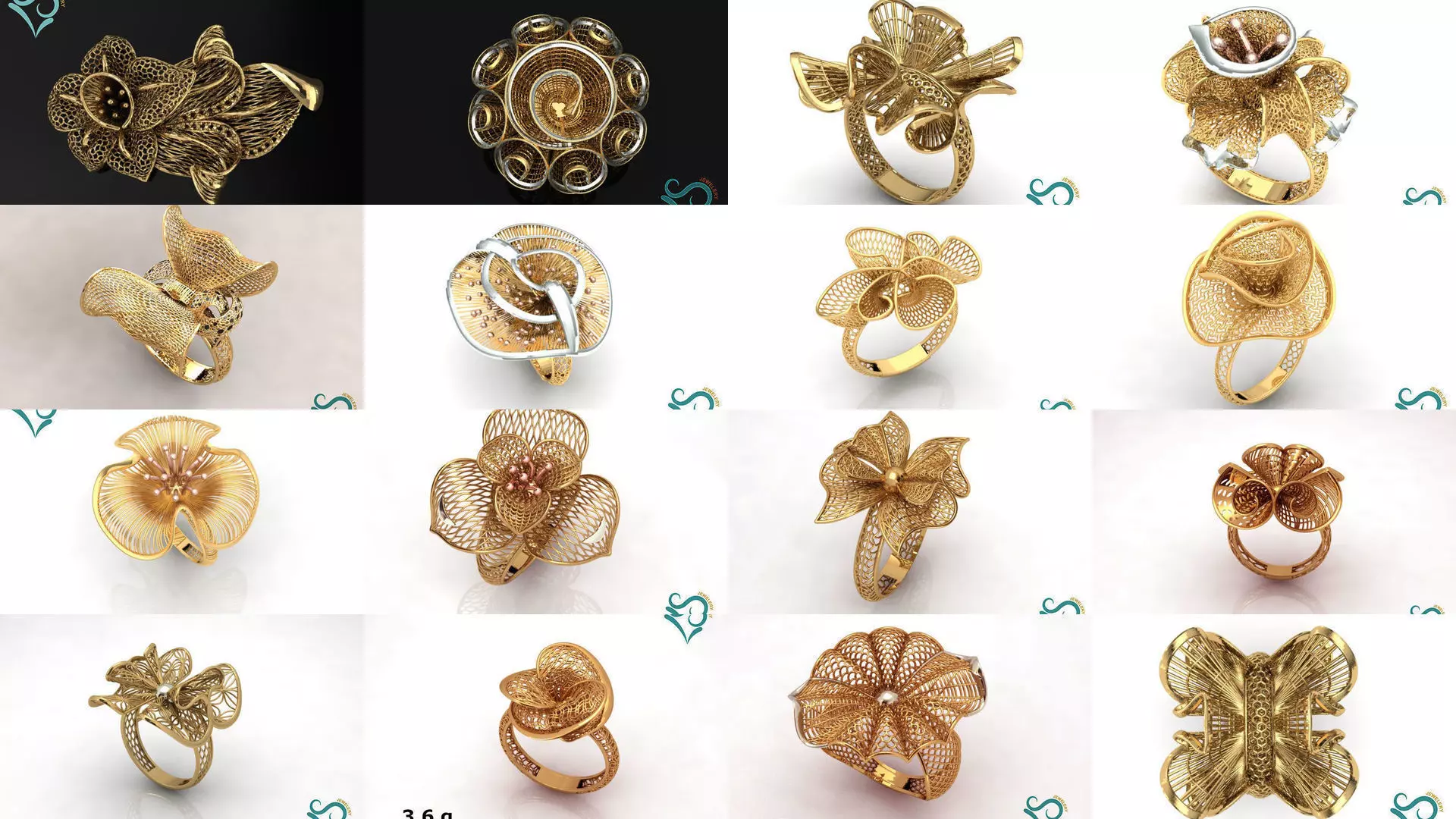 Gold Ring engagement ring printable jewellry  wire designs 3D Model Collection_0