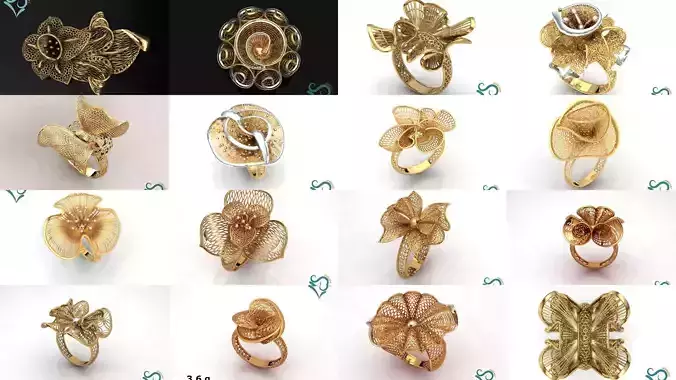 Gold Ring engagement ring printable jewellry  wire designs 3D Model Collection