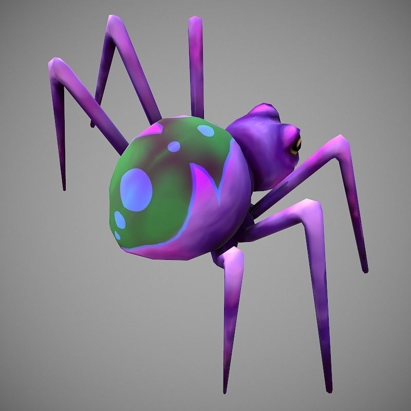 Hand Painted Spider  Low-poly 3D model_3
