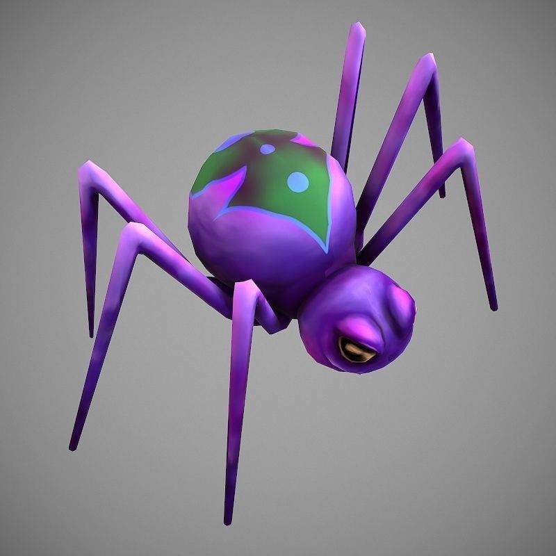 Hand Painted Spider  Low-poly 3D model_4