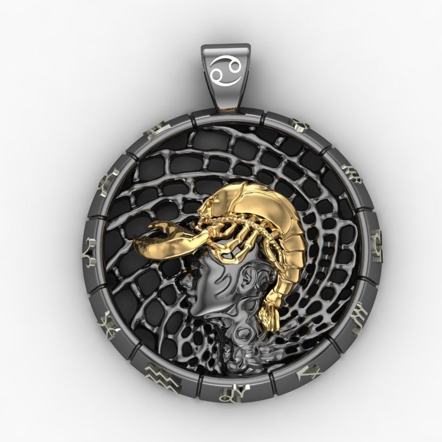 Zodiac sign Cancer Pendant 3D print model_0