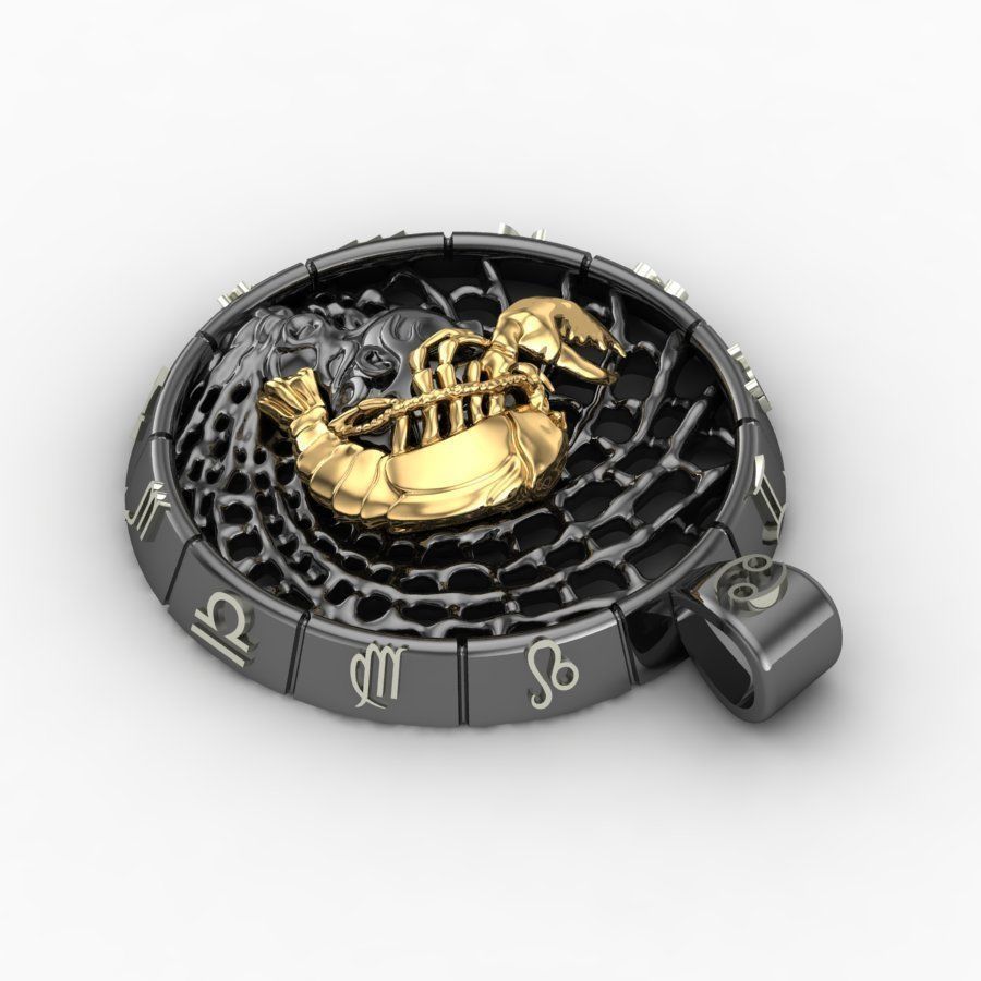 Zodiac sign Cancer Pendant 3D print model_2