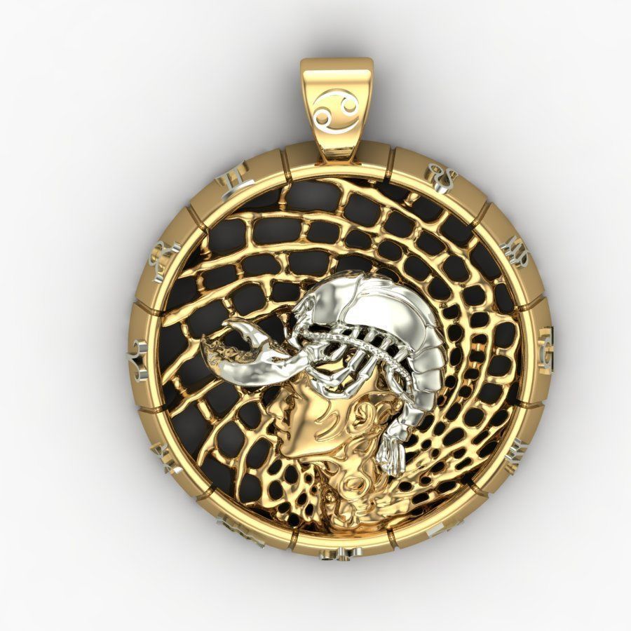 Zodiac sign Cancer Pendant 3D print model_6