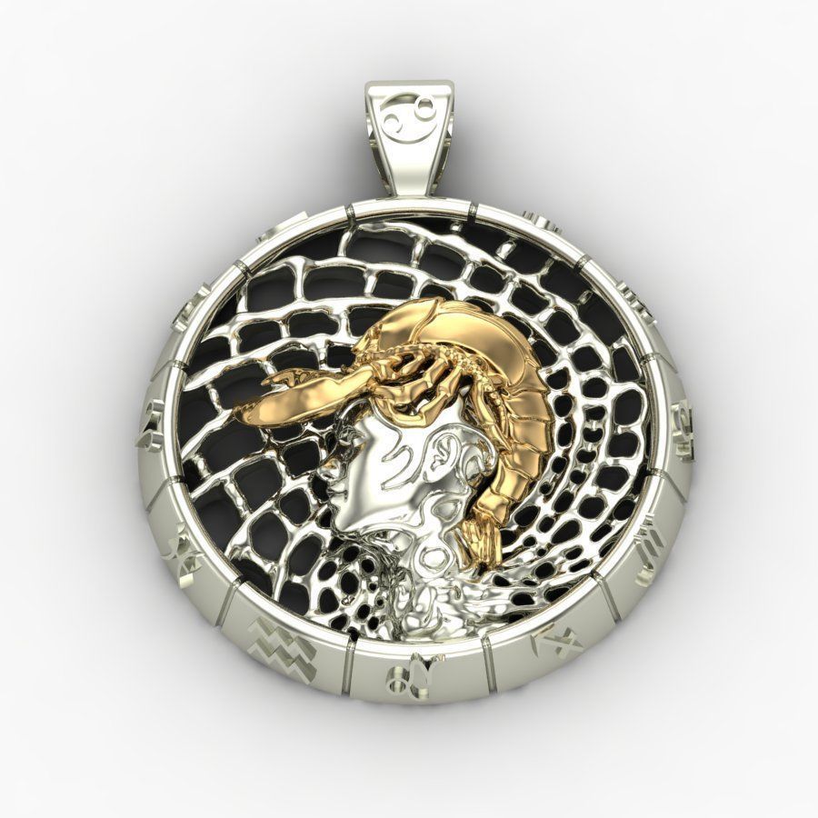 Zodiac sign Cancer Pendant 3D print model_4