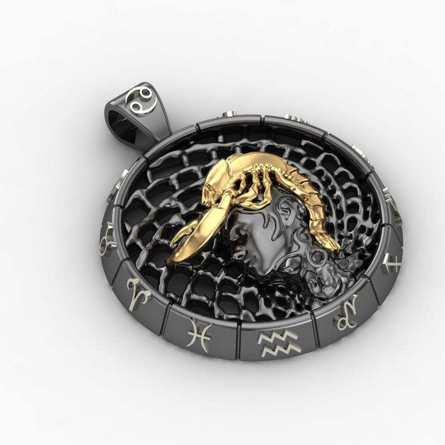 Zodiac sign Cancer Pendant 3D print model_1