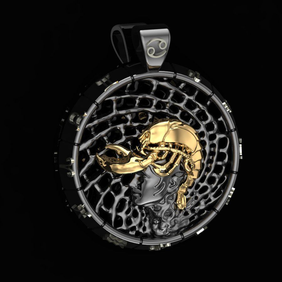 Zodiac sign Cancer Pendant 3D print model_5