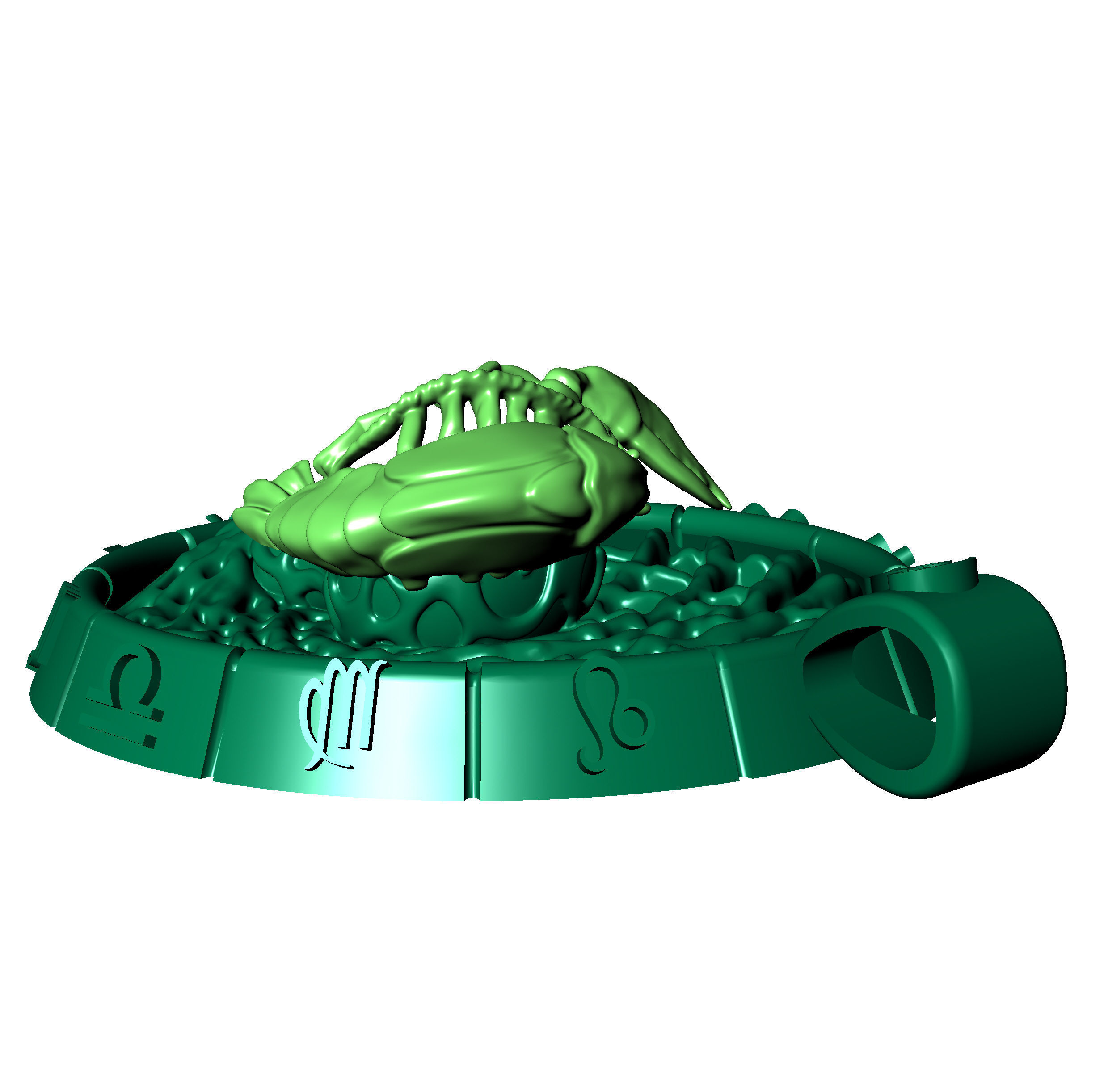 Zodiac sign Cancer Pendant 3D print model_8