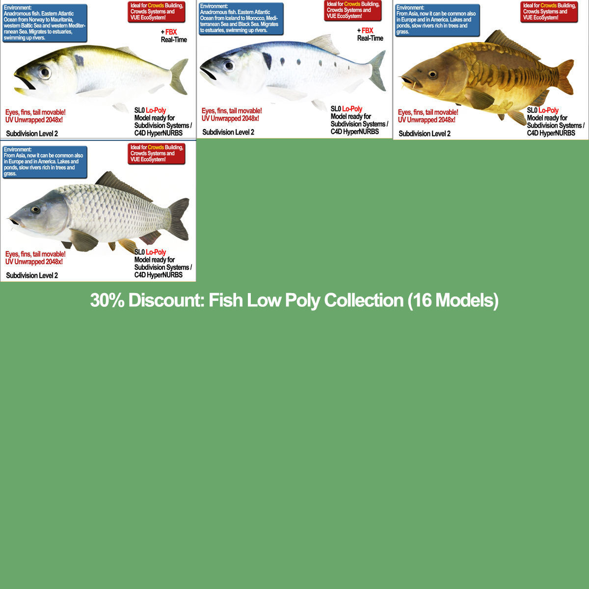 Fish Low Poly Collection of week - tuesday february _1