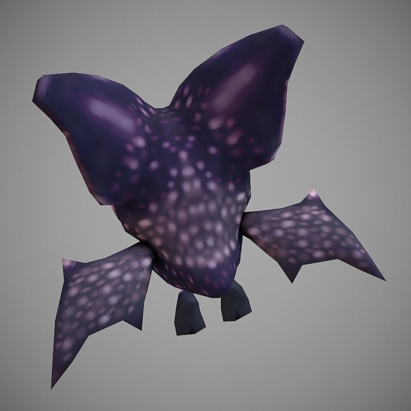 Microbat Cartoon Low-poly 3D model_3