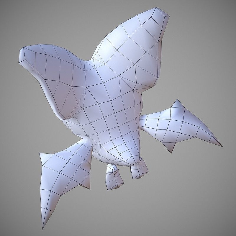 Microbat Cartoon Low-poly 3D model_10