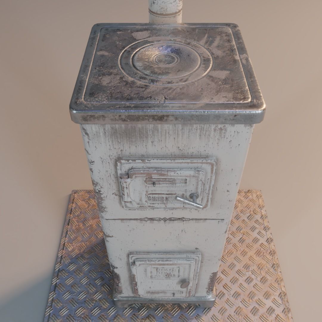 PBR Old Furnace Low-poly 3D model_4