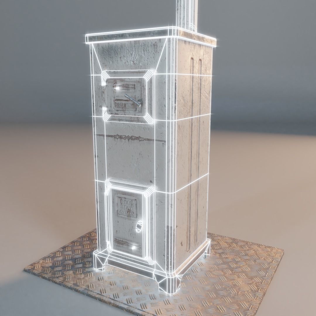 PBR Old Furnace Low-poly 3D model_5