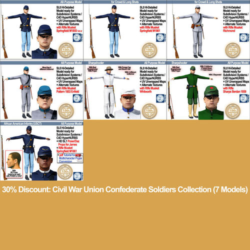 Civil War Union Confederate Soldiers Collection 