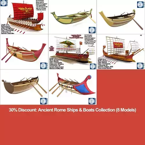 Ancient Rome Ships Boats Collection 