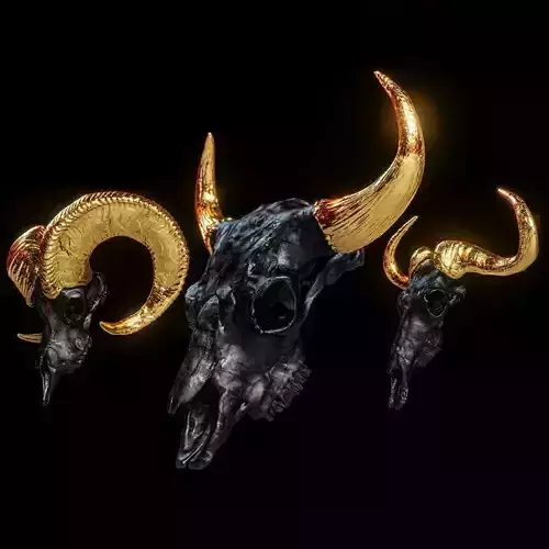 Horned Mammal Skull 3D Model Pack 3D model