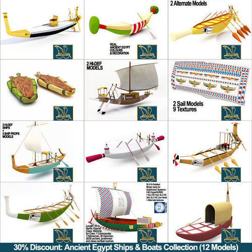 Ancient Egypt Ships Boats Collection 