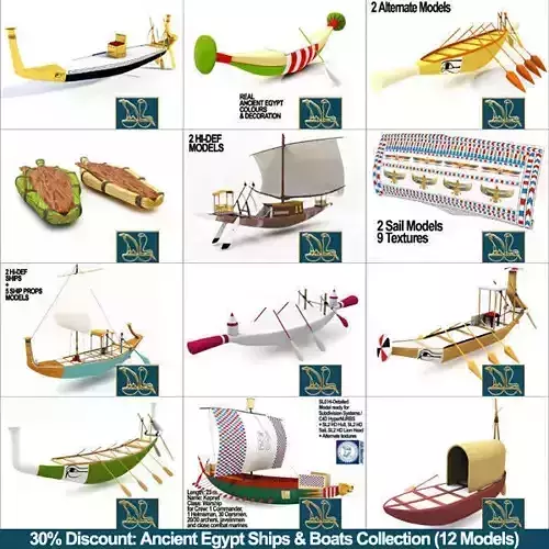 Ancient Egypt Ships Boats Collection 