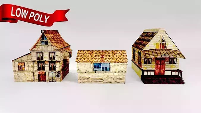 Medieval House Low-poly 3D model