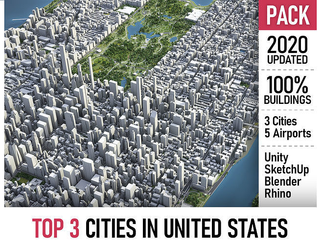 Top 3 US Cities 3D Model Collection