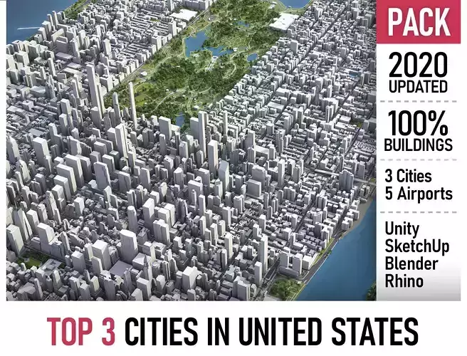 Top 3 US Cities 3D Model Collection