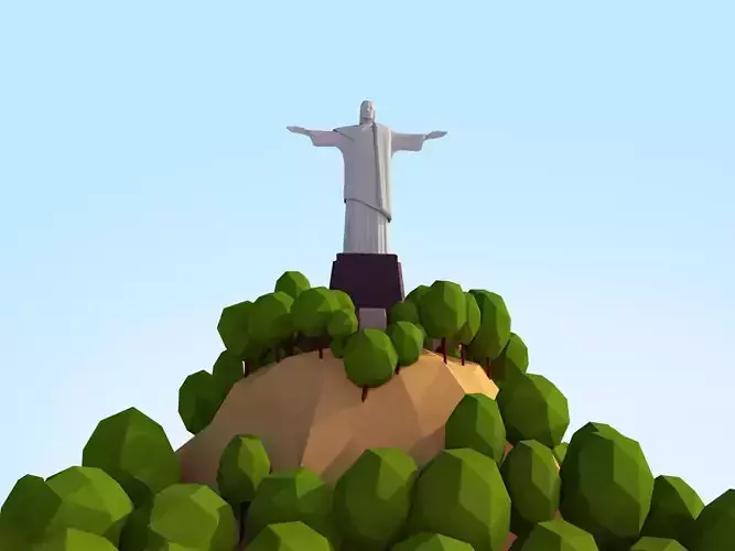 Low Poly Christ Redeemer Landmark