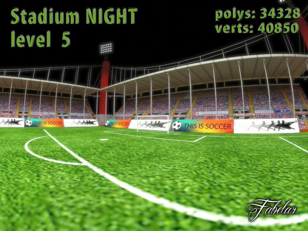 Stadium Level 5 Night Low-poly 3D model_6