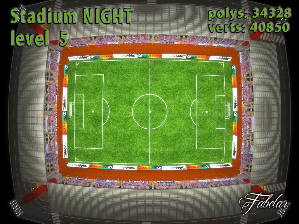 Stadium Level 5 Night Low-poly 3D model_7