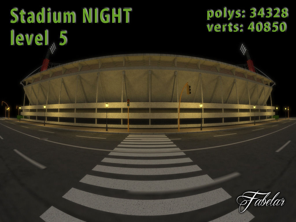 Stadium Level 5 Night Low-poly 3D model_4