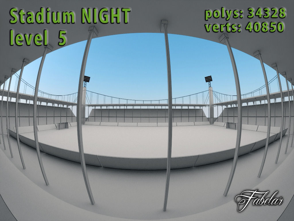 Stadium Level 5 Night Low-poly 3D model_16