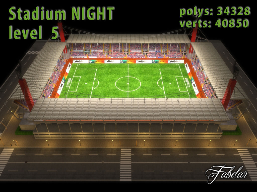 Stadium Level 5 Night Low-poly 3D model_8