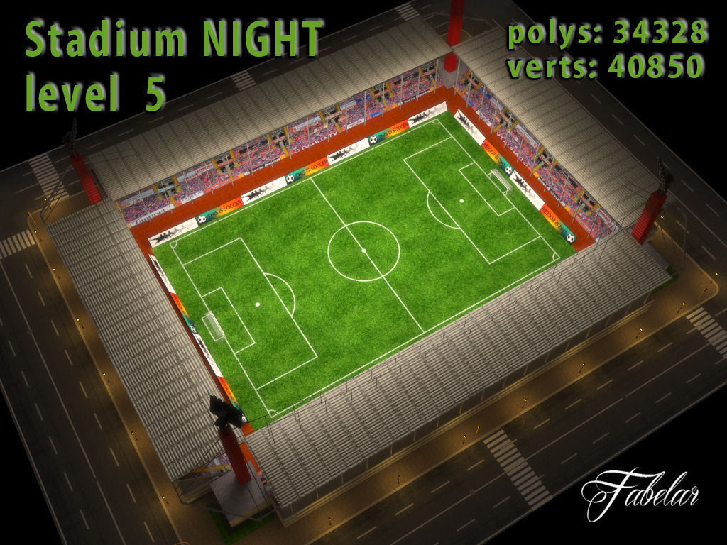 Stadium Level 5 Night Low-poly 3D model_1