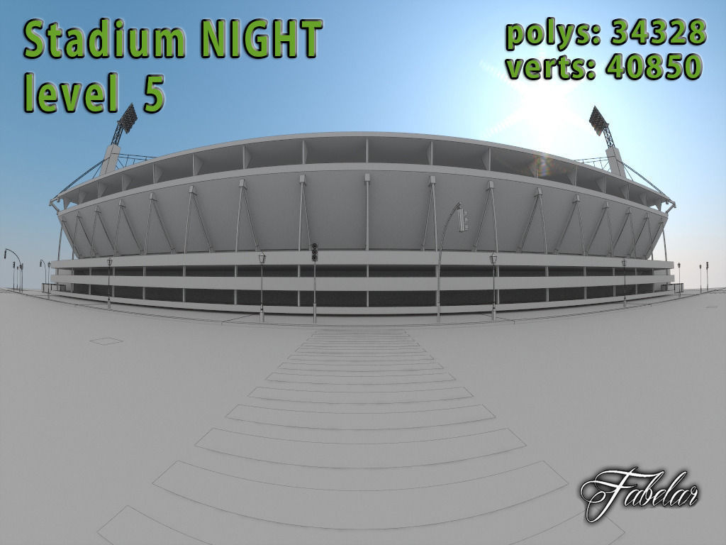 Stadium Level 5 Night Low-poly 3D model_15
