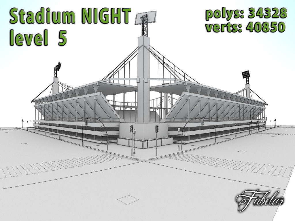 Stadium Level 5 Night Low-poly 3D model_14