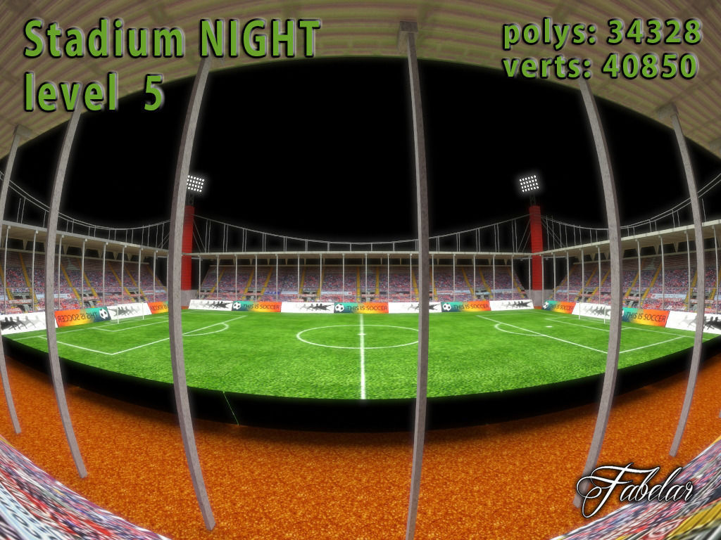 Stadium Level 5 Night Low-poly 3D model_5
