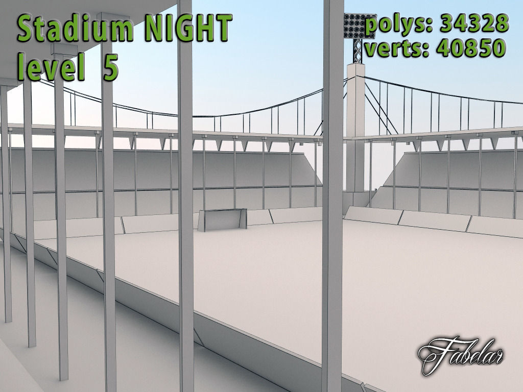 Stadium Level 5 Night Low-poly 3D model_13