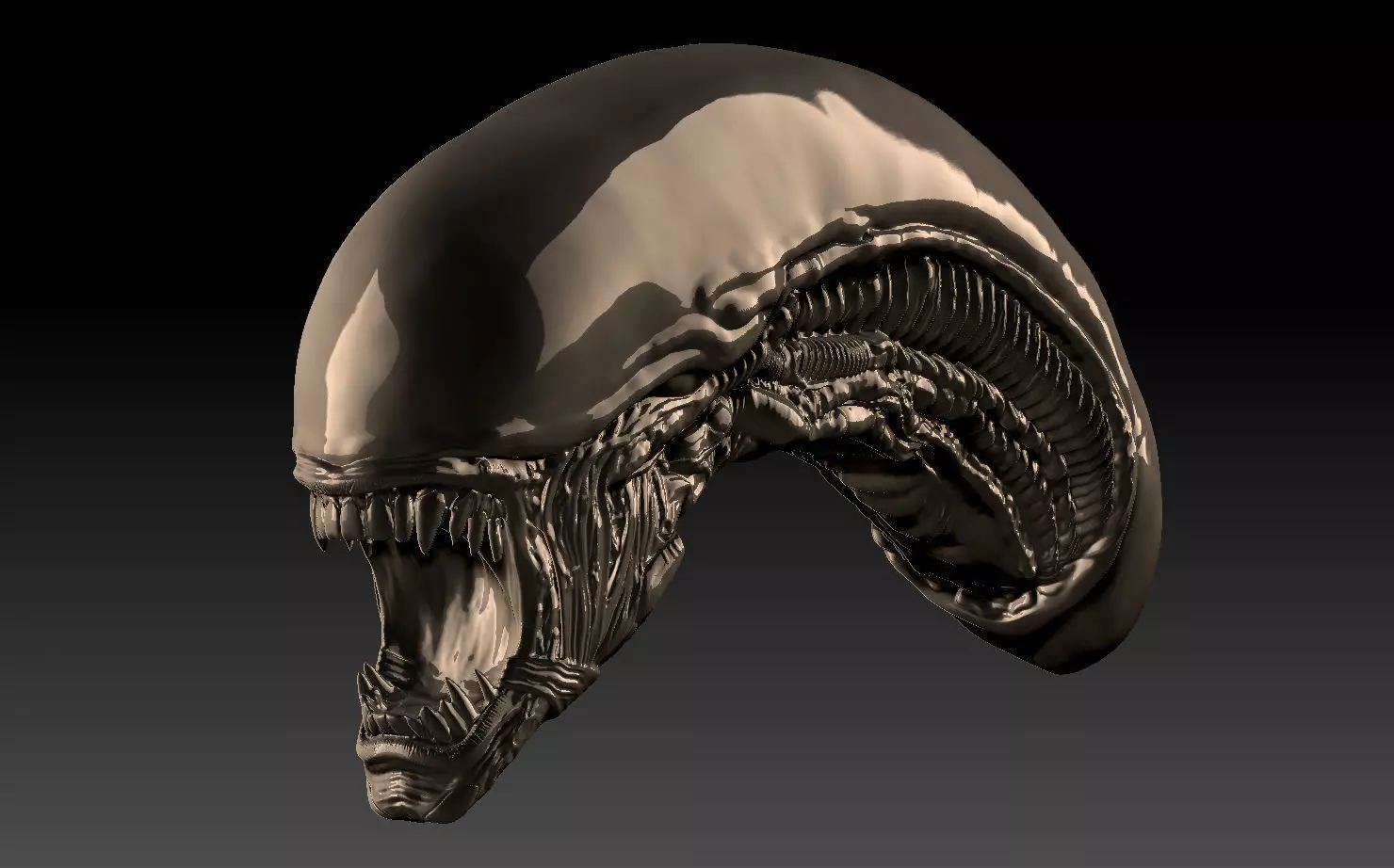 Alien xenomorph inspired head 3d file 3D print model_0