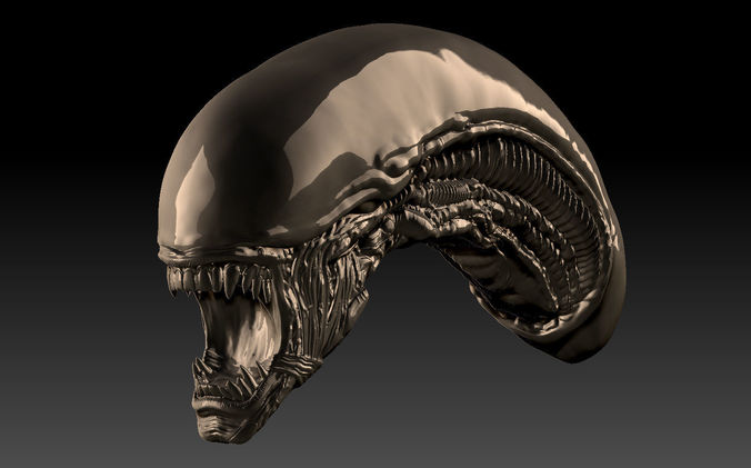 Alien xenomorph inspired head 3d file 3D print model