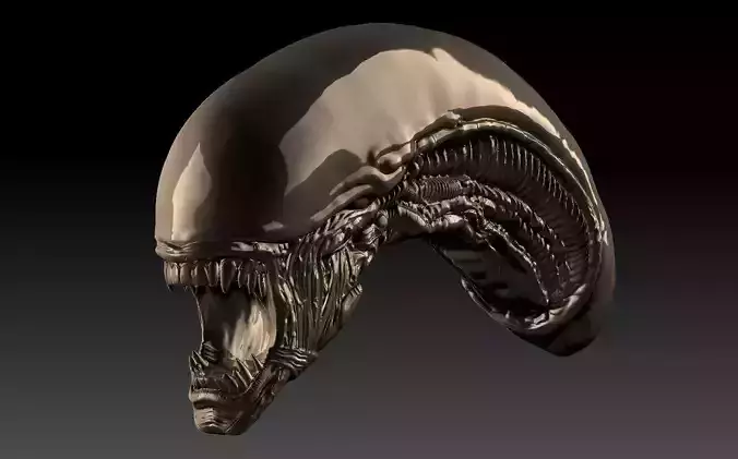 Alien xenomorph inspired head 3d file 3D print model