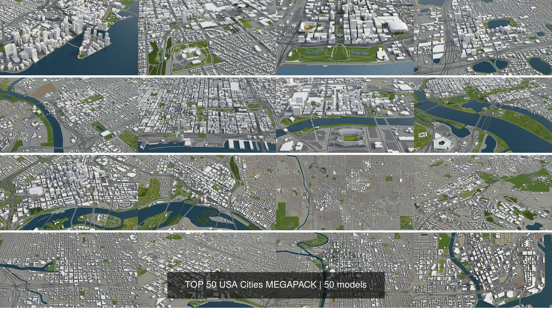 TOP 50 cities in USA 3D Model Collection_3