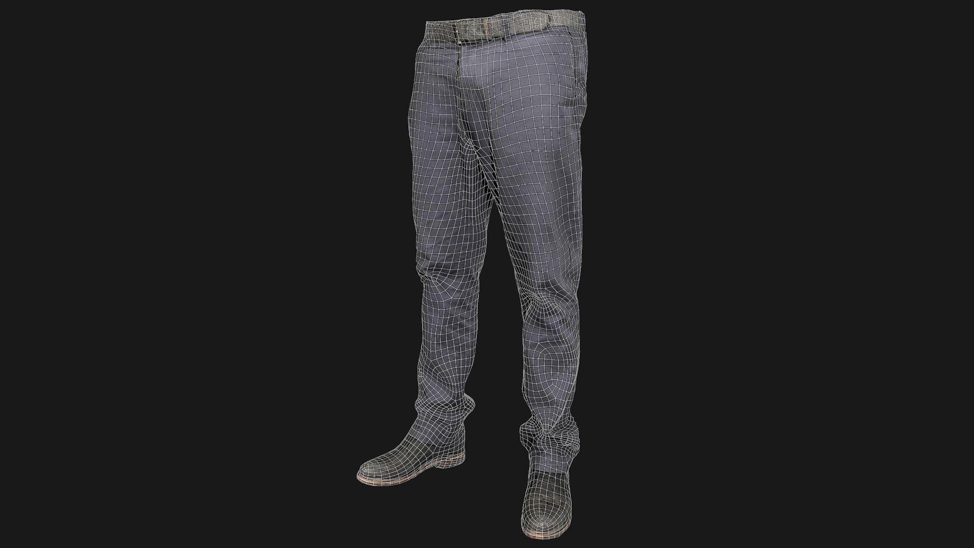 Male outfit set Pants and Shoes low poly Low-poly 3D model_13
