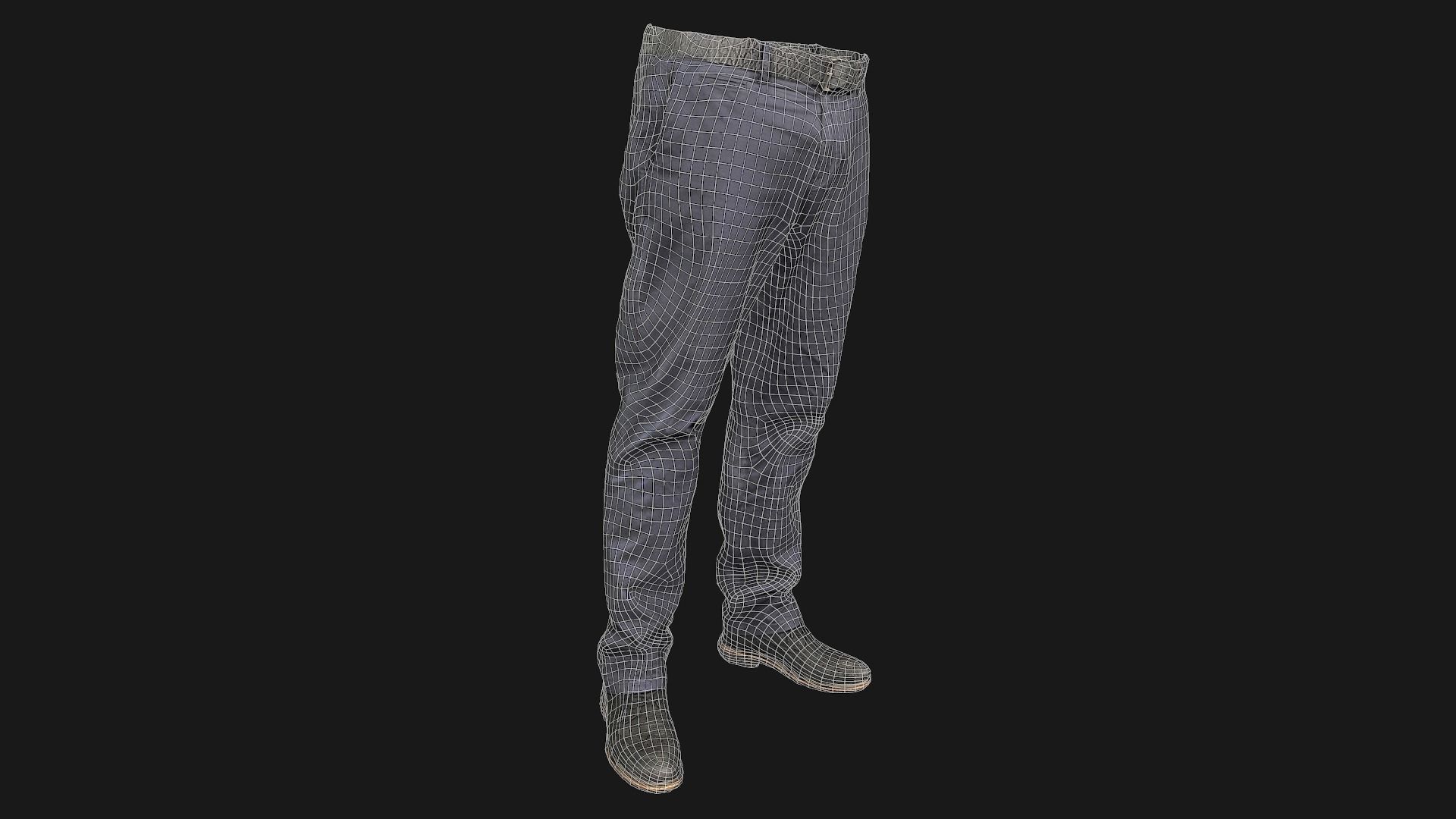 Male outfit set Pants and Shoes low poly Low-poly 3D model_10