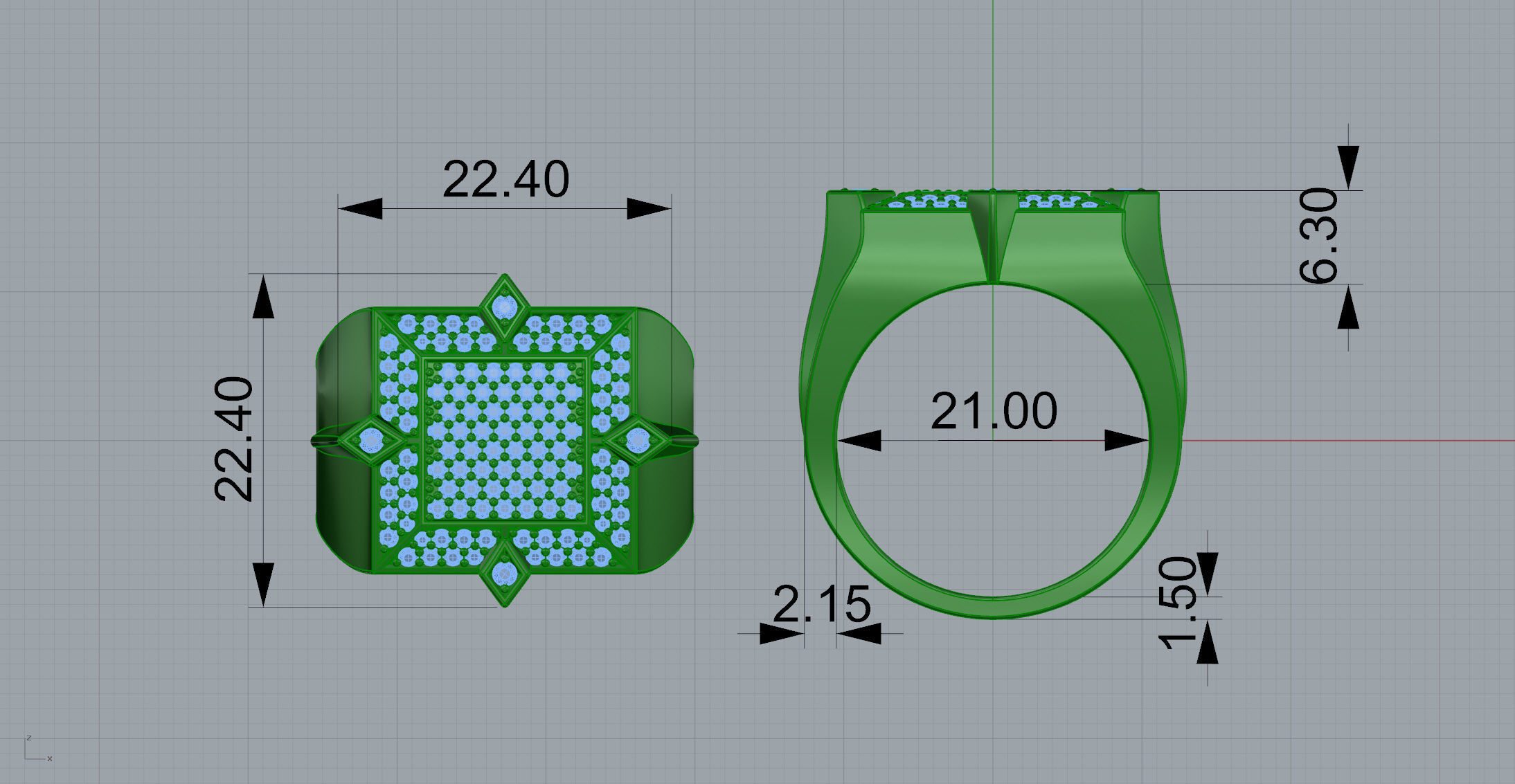 18K Yellow Gold Diamond Rings for Men 2 3D print model_5