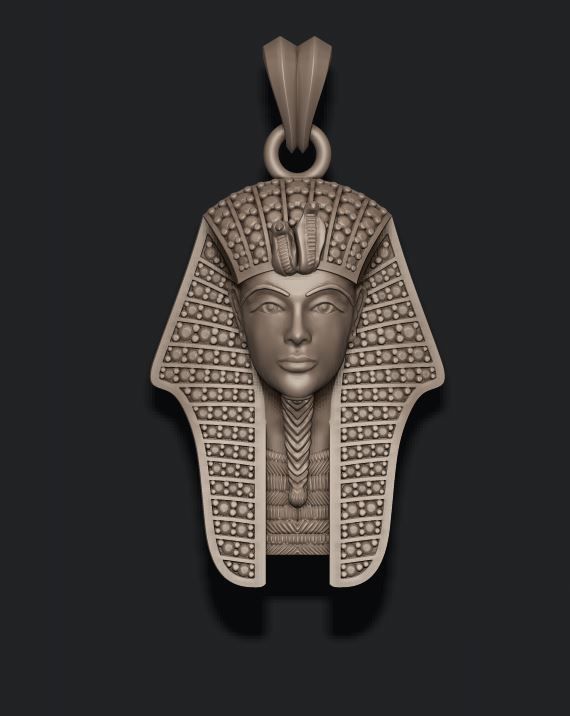 Pharaoh pendant with gems 3D print model_4