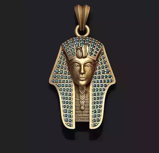Pharaoh pendant with gems 3D print model